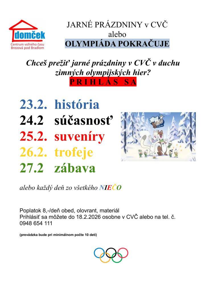 Prihlás sa do 18. februára a preži prázdniny v duchu zimných olympijských hier.