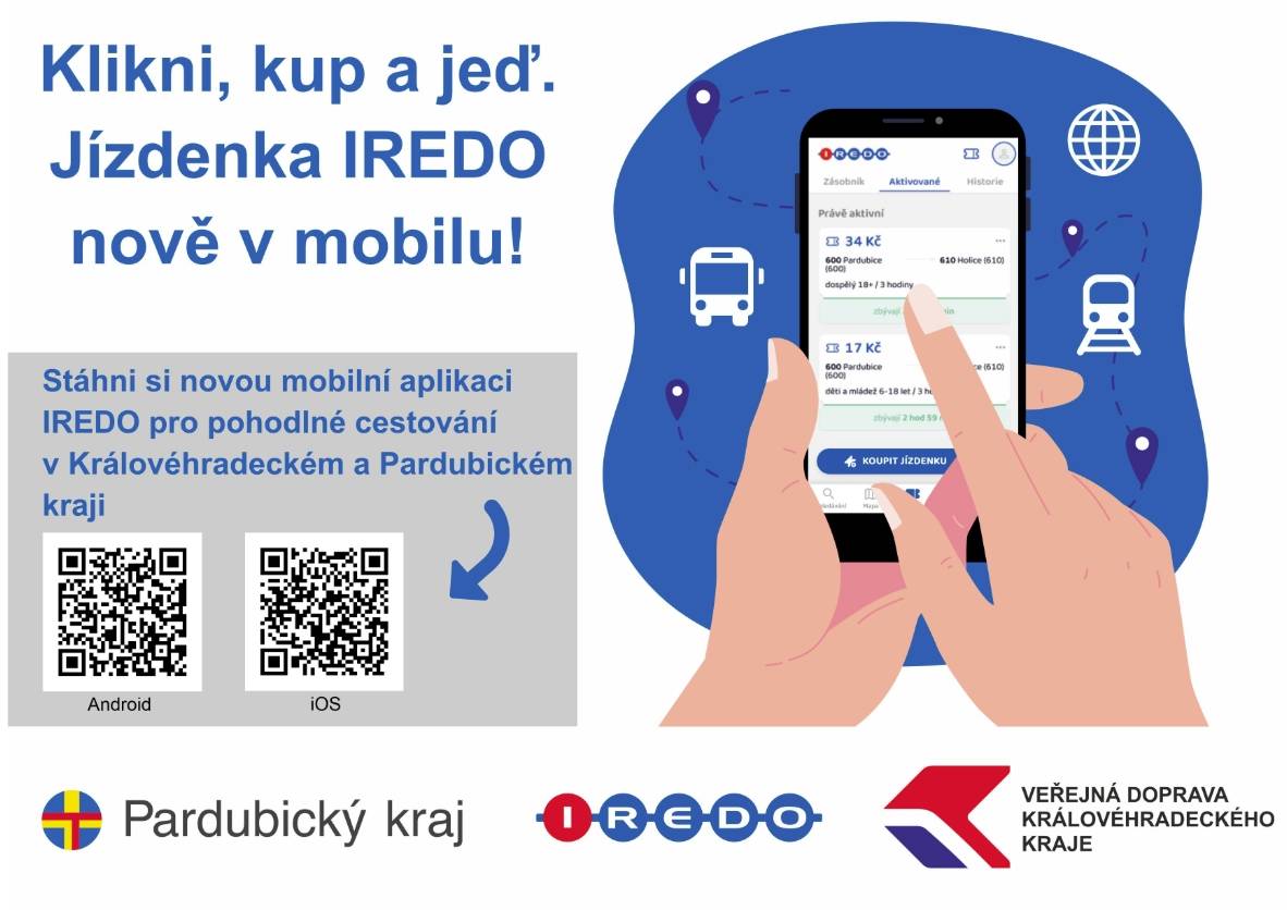 Od 1. prosince mohou cestující využít novou mobilní aplikaci IREDO, která umožňuje nákup jízdenek přímo z mobilního telefonu a další užitečné funkce.