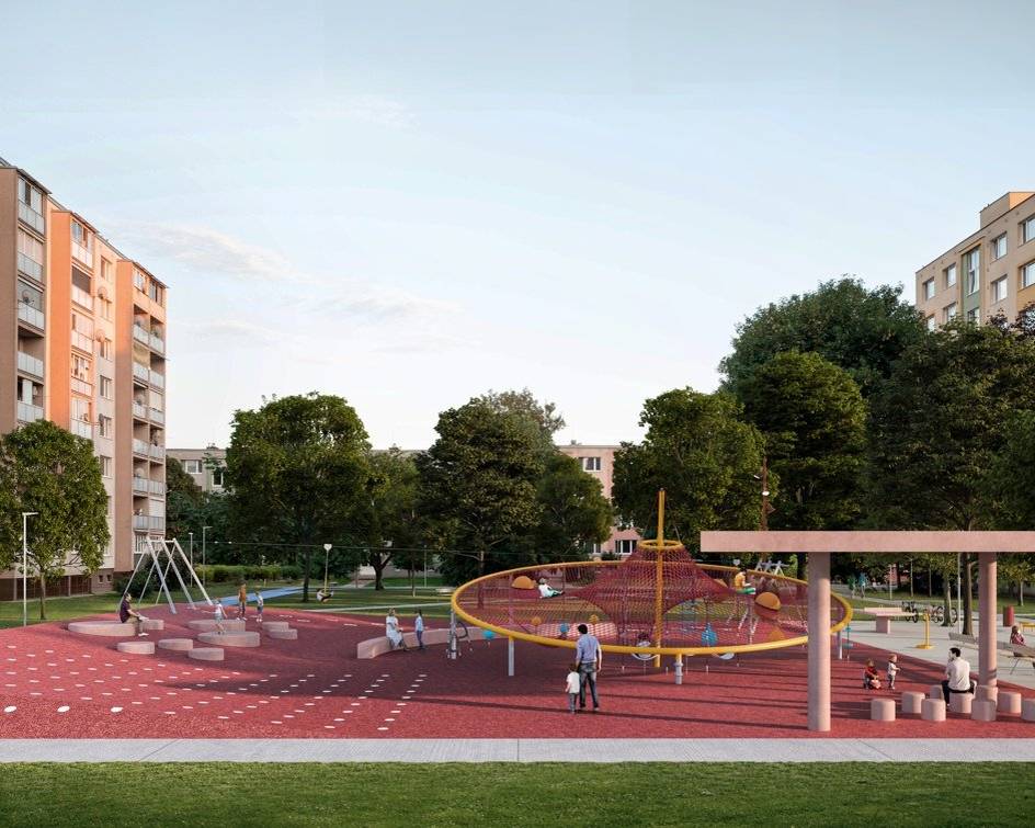 14-miliónová obnova obytného súboru Generála Goliana na sídlisku Linčianska odštartovala koncom decembra 2025. V týchto dňoch sú už takmer hotové búracie práce na chodníkoch vo dvoroch č. 3, 4 a 5, okrem prístupov k jednotlivým bytovým domom. Aktuálne sa odváža betónový materiál na recykláciu. Počas výstavby odstránila spoločnosť FCC zelené smetné koše zo sídliska, obyvateľov preto prosíme o vyhadzovanie odpadu do polopodzemných kontajnerov v okolí. Betónové smetné koše pozdĺž centrálnej osy budú s ohľadom na stavebné práce ponechané v rámci možností čo najdlhšie. Potrebné bude aj preloženie boxov na balíky na náhradný pozemok mesta, služba však zostane dostupná. Rozbehli sa i práce na závlahách – vo dvore č. 5 sa robia výkopy a ukladá sa závlahová sieť. Pripravuje sa nevyhnutný orez stromov, pričom sedem drevín z priestoru budúcej fontány bude presadených na iný pozemok v rámci sídliska. Vodičom, ktorí využívali parkovisko typu B na mieste bývalých zberných surovín, bude od začiatku februára k dispozícii parkovisko v areáli Súkromnej základnej školy BESST. O presnom termíne jeho sprístupnenia vás budeme informovať. V prvom februárovom týždni bude pokračovať búranie v časti, ktorá je v dotyku s centrom vybavenosti. Dotknutá lokalita je ohradená oplotením. V pláne je uzatvoriť dvory č. 4 a 5, samospráva preto upozorňuje obyvateľov, že k objektom, ktoré v nich sú, sa bude dať dostať z vedľajších vstupov. Najväčší projekt revitalizácie sídliska na Slovensku V rámci komplexnej revitalizácie obnovíme deväť vnútroblokov a centrálnu zónu sídliska Linčianska s celkovou rozlohou 115 000 m2. Výsledkom budú kvalitné, moderné a funkčné priestory pre všetky generácie. Pribudnú nové herné, športové aj oddychové prvky, mestský mobiliár, verejné osvetlenie a kamerový systém. Zrekonštruujú a doplnia sa pešie i cyklistické prepojenia, opravia sa povrchy komunikácií a dosadí sa ďalšia zeleň, ktorá prinesie príjemný tieň a zlepší mikroklímu na sídlisku.  Projekt vznikal participatívne, teda v spolupráci s obyvateľmi tejto lokality, a jeho návrh vzišiel z architektonickej súťaže. Viac o obnove obytného súboru Generála Goliana nájdete na webstránke planujmesto.trnava.sk v sekcii Projekty. Projekt je spolufinancovaný Európskou úniou z Programu Slovensko.