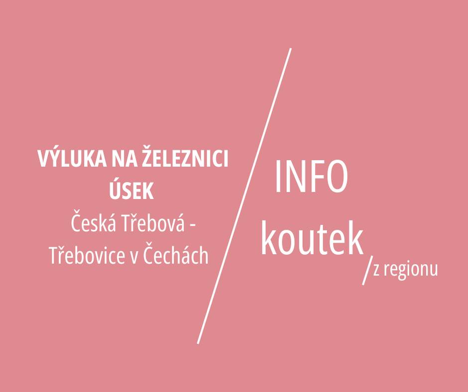 Provozovatel dráhy Správa železnic, s. o. informuje o nepřetržité výluce na železničních tratích číslo 017 a 270, která bude probíhat v úseku Česká Třebová - Třebovice v Čechách ve dnech 13. února 2026 od 0:00 hod. až 23. února 2026 do 23:59 hod..Výluka je za účelem rekonstrukce zabezpečovacího zařízení ve vyloučeném úseku. více informací:Výluka na železnici Česká Třebová - Třebovice v Čechách - Moravská Třebová
