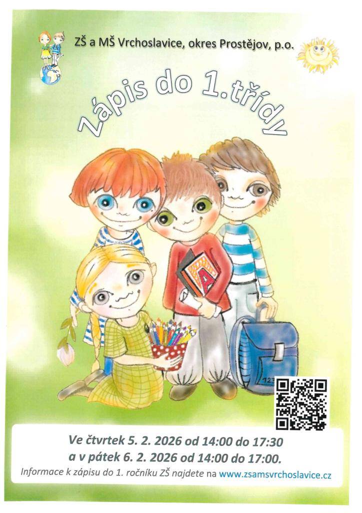 ZŠ Vrchoslavice - Informace o zápise do 1. třídy