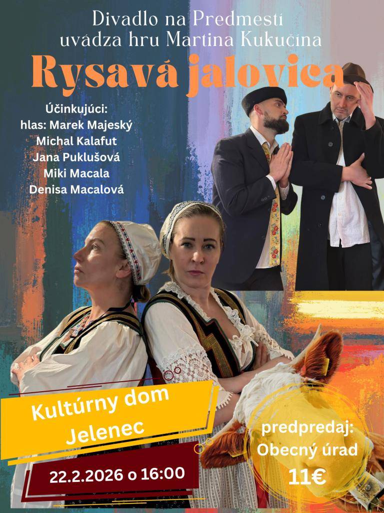 Srdečne Vás pozývame na divadelné predstavenie do kultúrneho domu.