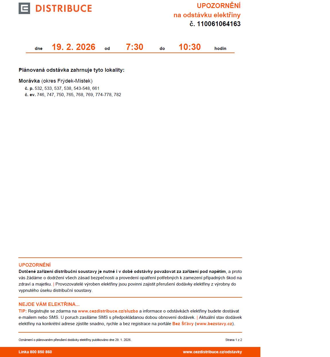 19. 2. 2026 od 7:30 do 10:30