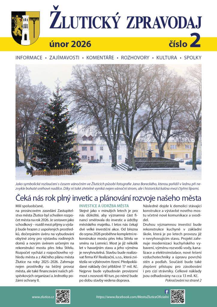 Co čeká Žlutice v letošním roce? To a mnoho dalších informací přináší nové vydání Žlutického zpravodaje.