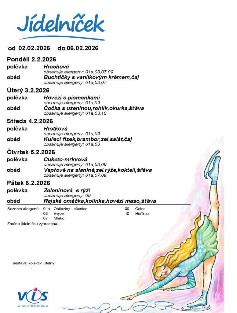 Jídelníček 2. 2. - 6. 2. 2026