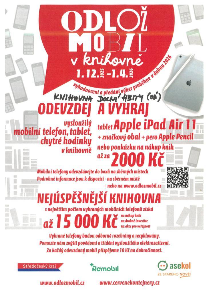 akce odlož mobil v knihovně s možností soutěže o ceny