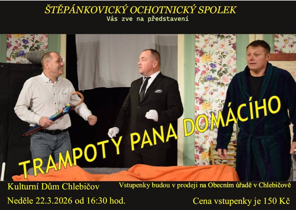 Divadelní představení v neděli 22. 3. 2026  v kulturním domě v Chlebičově