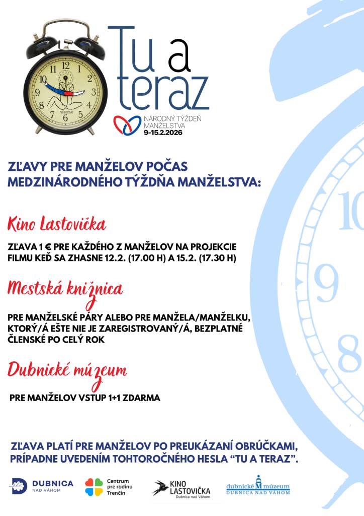 Národný týždeň manželstva si každoročne pripomíname po celom svete v týždni okolo sviatku sv. Valentína. Tento rok pripadá na 9. až 15. februára 2026 a jeho ústredným heslom je výstižné a zároveň naliehavé „Tu a teraz“.