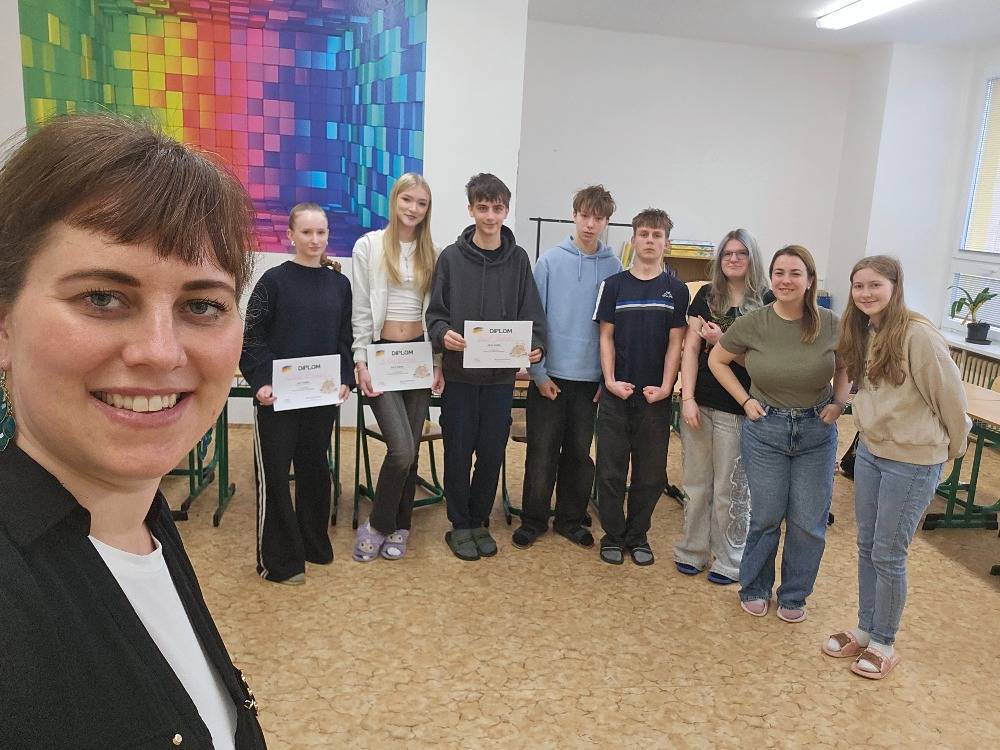 V úterý dne 27. ledna se sešlo sedm vybraných němčinářů druhého stupně, aby se utkali o možnost účastnit se okresního kola.