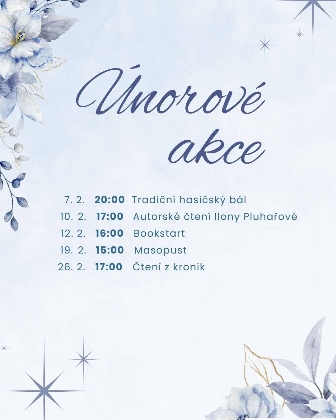 Přijďte si zpříjemnit zimní dny pestrým programem pro malé i velké. Čeká vás tradiční hasičský bál, autorské čtení, společné objevování knih, veselý masopust i návrat do minulosti při čtení z kronik. Únor v Kopidlně bude patřit kultuře, tradicím a příjemným setkáním.👌