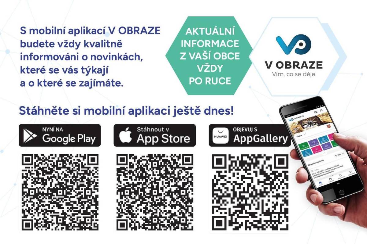 Ahoj!  Máš v mobilu aplikaci V obraze? Super!!!    Hoď o ní řeč i ostatním – doma, sousedům nebo kamarádům v Dolní Lomné, kteří ji ještě nemají.  Ať jsme všichni v obraze a nic důležitého nám neuteče.    Díky moc za pomoc