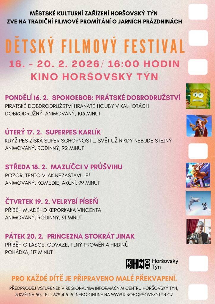 Tradiční filmové promítání o jarních prázdninách.