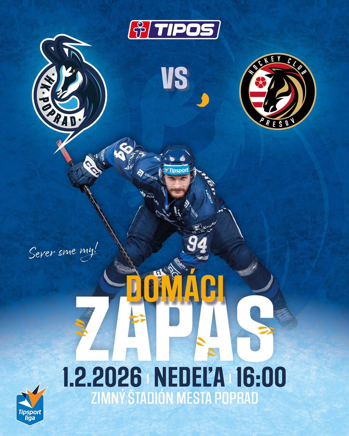 🏒V hokejovej Tipsport lige sa začína rozhodujúca fáza základnej časti a popradskí hokejisti odohrajú ďalší domáci zápas už dnes - v nedeľu 1. februára o 16. hodine. 👉V rámci 44. kola Tipsport ligy privítajú kamzíci na ľade Zimného štadióna mesta Poprad tím HC Prešov. 💪V záverečnom bloku základnej časti súťaže sa Popradčania s každým súperom stretnú už iba raz. Domáce prostredie môže byť rozhodujúce a každý bod môže ovplyvniť tabuľku. Prídete chlapcov povzbudiť? 😉