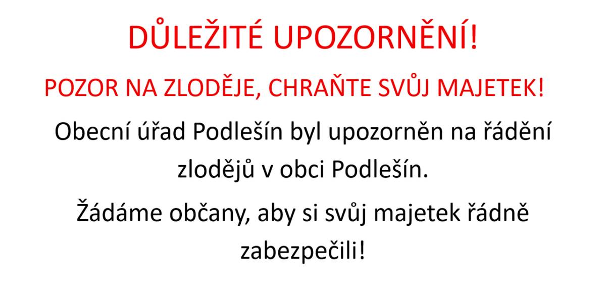 DŮLEŽITÉ UPOZORNĚNÍ