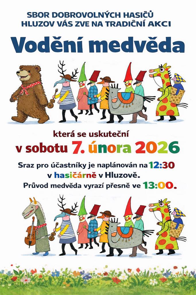 V sobotu 7. února po 13 hodině vyrazí průvod masek s medvědem Hluzovem. V Černotíně proběhne Vodění medvěda v sobotu 14. února.