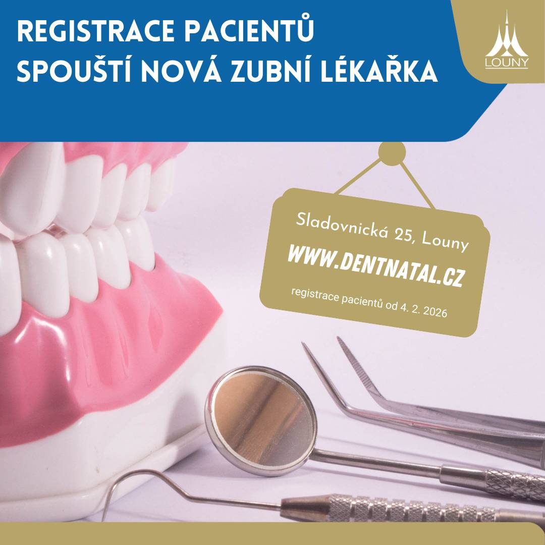 Dobré zprávy z Loun!  Už zítra spouští registrace pacientů nová zubní lékařka MDDr. Natálie Burešová Teglová.  V krátké době jde už o čtvrtého nového stomatologa ve městě, což je skvělá zpráva pro dostupnost péče v Lounech. Protože o zuby je lepší pečovat dřív, než začnou bolet 😉 Novou zubní lékařku najdete na adrese Sladovnická 25, Louny, www.dentnatal.cz