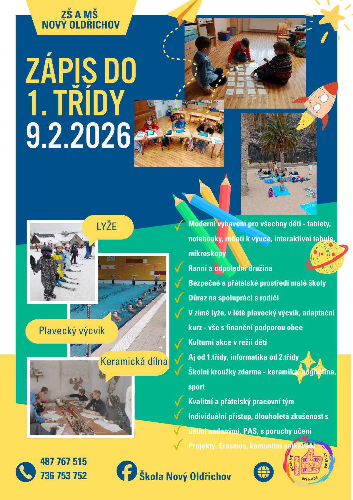 Základní škola v Novém Oldřichově oznamuje, že zápis dětí do 1. třídy pro školní rok 2026/2027 se uskuteční 9. února 2026. Těšíme se na budoucí prvňáčky i jejich rodiče.