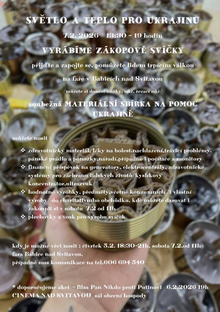 sobota 07.02.2026 13:30 - 19:00 hodin  fara Babice nad Svitavou