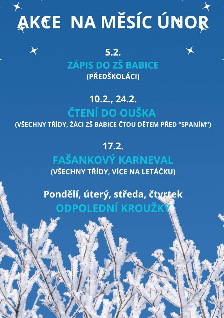 Akce na měsíc únor