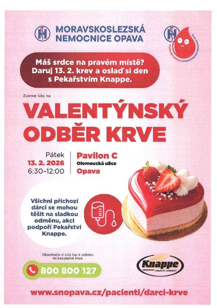 13.2.2026 od 6:30 - 12:00 hod. v nemocnici OPAVA
