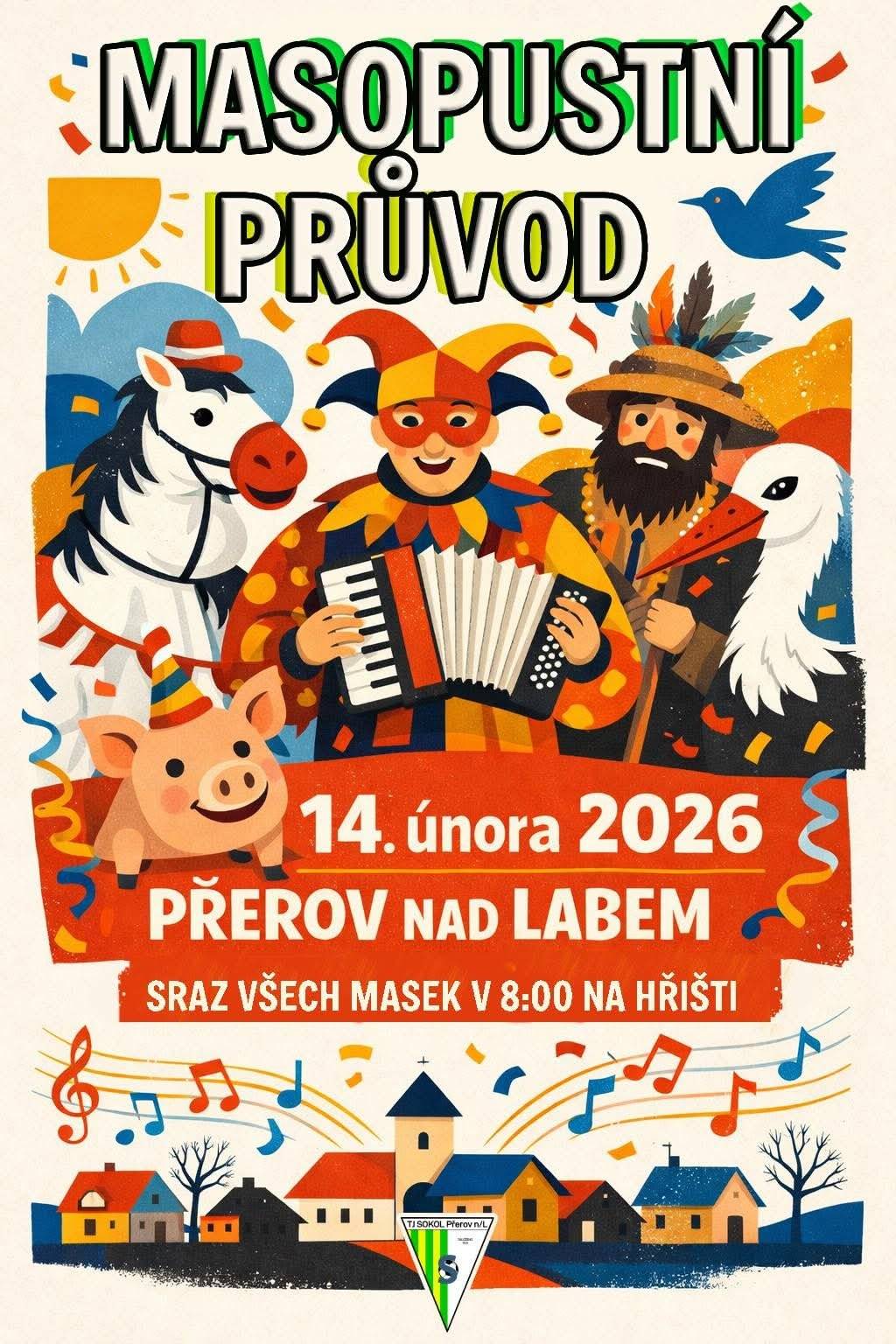 14.2.2026, na ❤️Valentýna❤️, bude v naší obci 👉MASOPUSTNÍ PRŮVOD👈  Tak šupem pro masky a vymyslet jaké dobroty na pohoštění 🍗🍖🥯🥓🍕🍻 na přípravu máme ještě týden... Sraz 🧛♂️masek🐻 v 8h na hřišti...