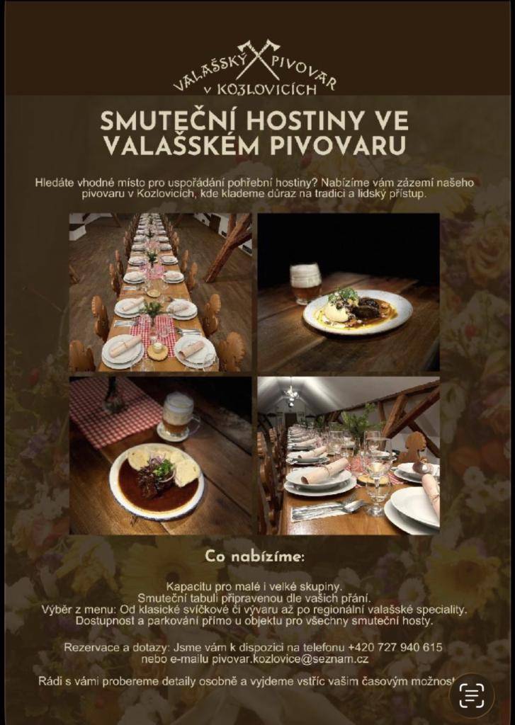 Smuteční hostiny ve Valašském pivovaru v Kozlovicích