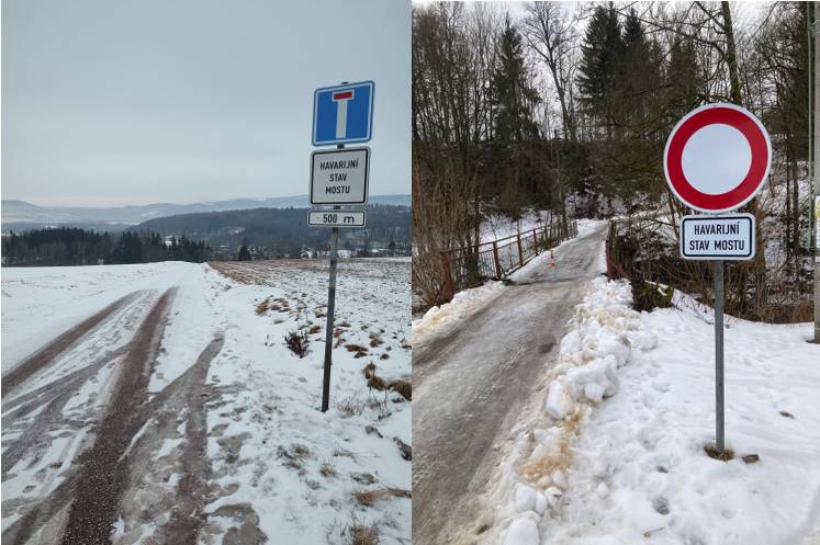 Most uzavřen od 5.2.2026 Na mostě je umístěna pevná zábrana Průjezd cyklistů a chodců povole