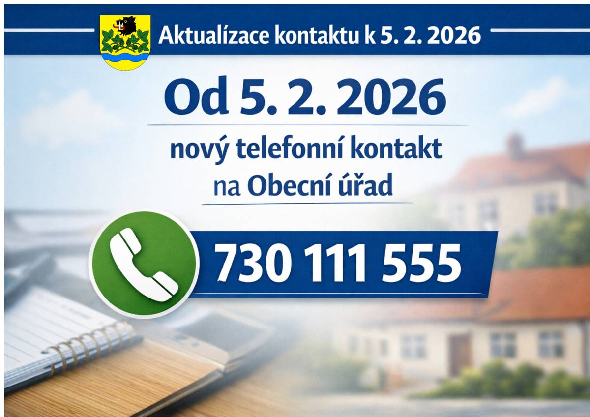 Oznamujeme, že došlo ke změně telefonního kontaktu na obecní úřad. Toto tel. číslo nahradilo pevnou linku.