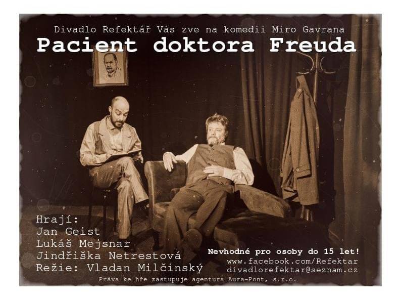 - Divadlo Refektář uvede v Kublově komedii Pacient doktora Freuda.  - Vstupenky lze zakoupit na Obecním úřadě v Kublově v úředních hodinách.    - Představení není vhodné pro děti do 15 let!   - Cena vstupenky 100 Kč.