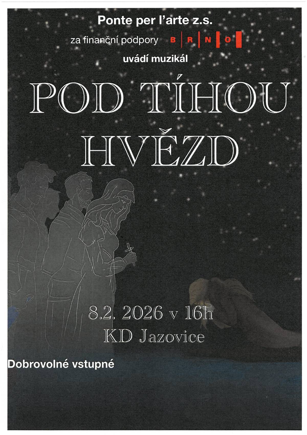 Přijďte na muzikál "Pod tíhou hvězd", který se koná dne 8.2.2026 v 16:00 hod. - KD Jazovice.