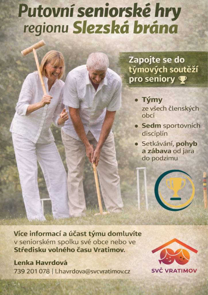 Svazek obcí regionu Slezská brána ve spolupráci se Střediskem volného času Vratimov připravil na rok 2026 nový projekt pro seniory. Nese název Putovní seniorské hry a nabídne účastníkům příležitost k pohybu, setkávání i zábavě.