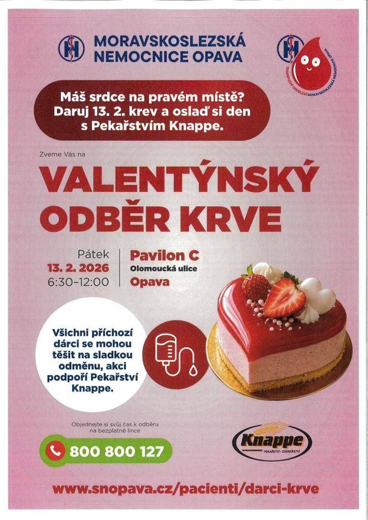 13.2.2026 - 6:00 - 12:00 hod. Moravskoslezská nemocnice Opava