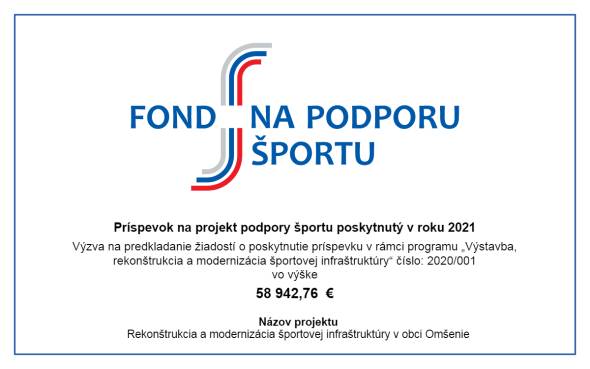 Rekonštrukcia a modernizácia športovej infraštruktúry v obci Omšenie