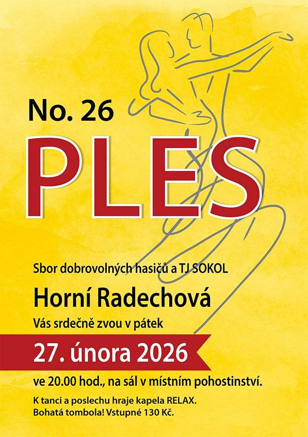 Pozvánka na 26. Ples Hasičů  a Sokola v Horní Radechové.
