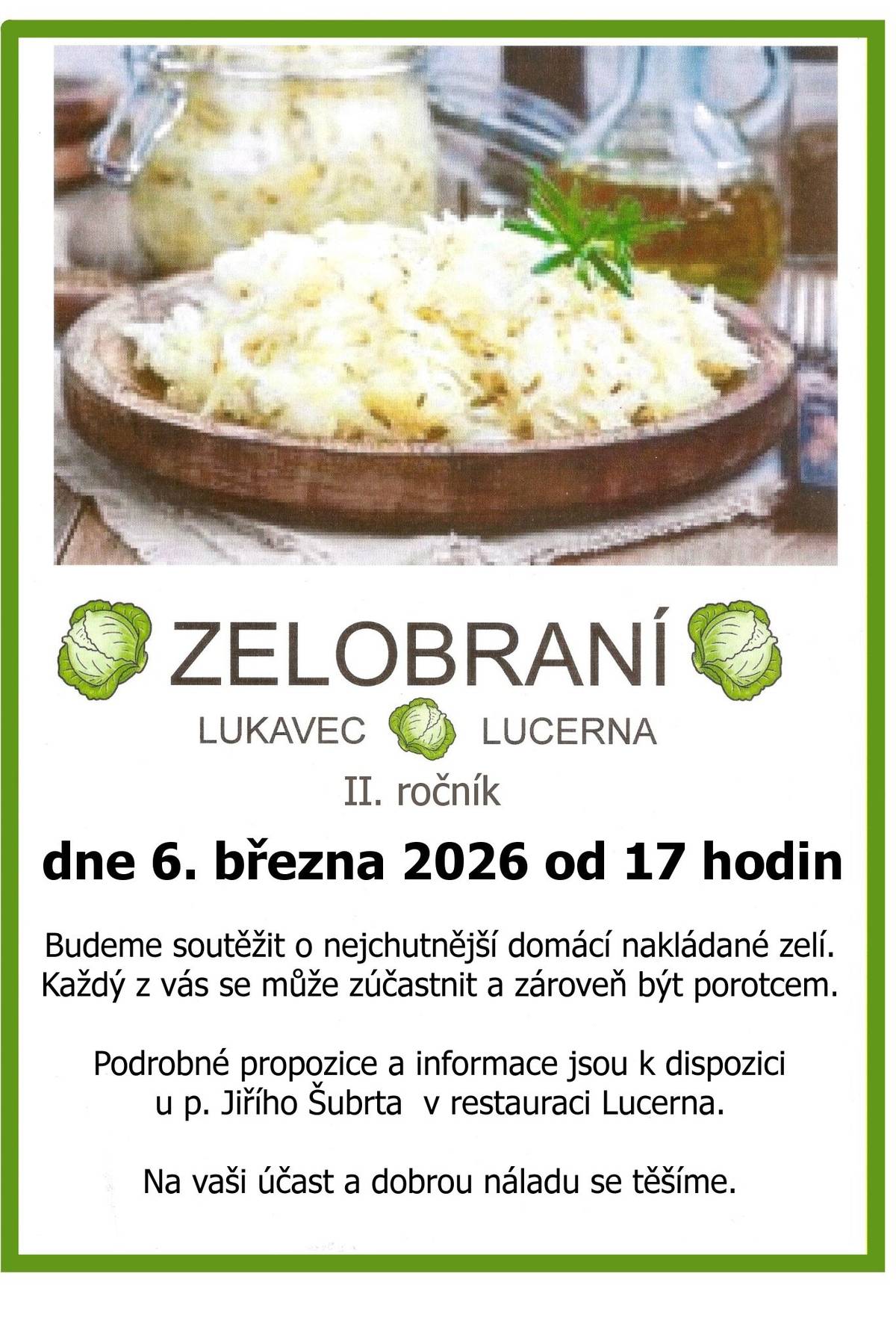 Soutěž o nejlepší domácí nakládané zelí.