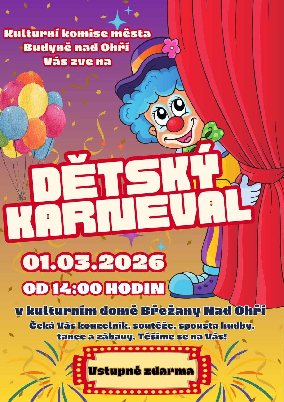 Pozvánka na dětský karneval🤡