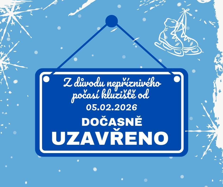 Vážení občané, z důvodu nepříznivého vývoje počasí pro údržbu ledové plochy je od čtvrtka 05.02.2026 dočasně uzavřeno kluziště na sportovišti v ulici Palackého. Velmi nás těší váš zájem o veřejné bruslení. V případě příznivějšího vývoje počasí se pokusíme o obnovu ledové plochy a znovuotevření kluziště. O dalším vývoji vás budeme informovat prostřednictvím informačních kanálů města. Děkujeme za pochopení. Technické služby města Kraslic
