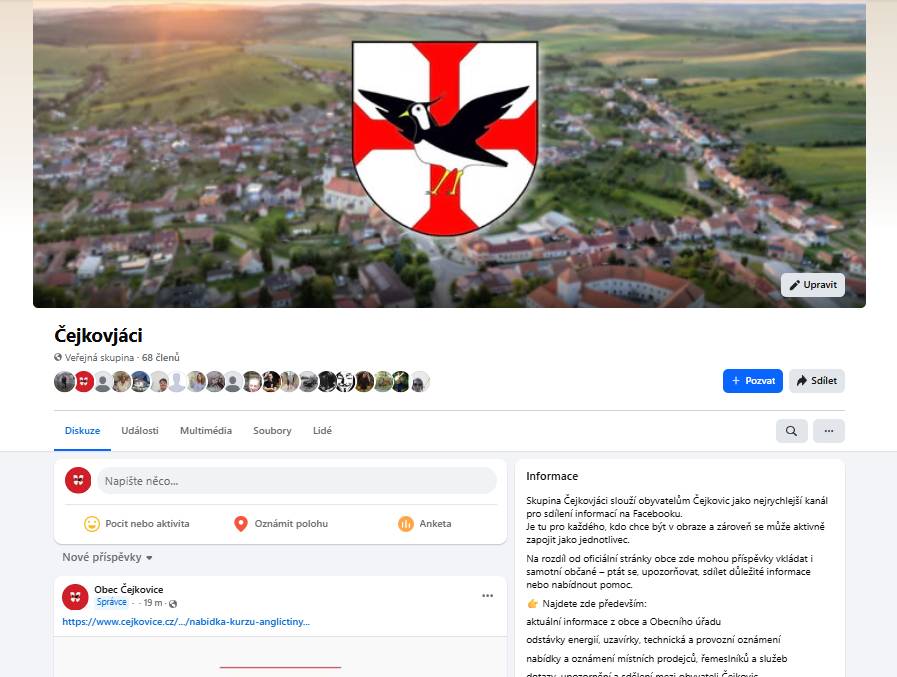 INFORMAČNÍ A KOMUNITNÍ SKUPINA NA FACEBOOKU