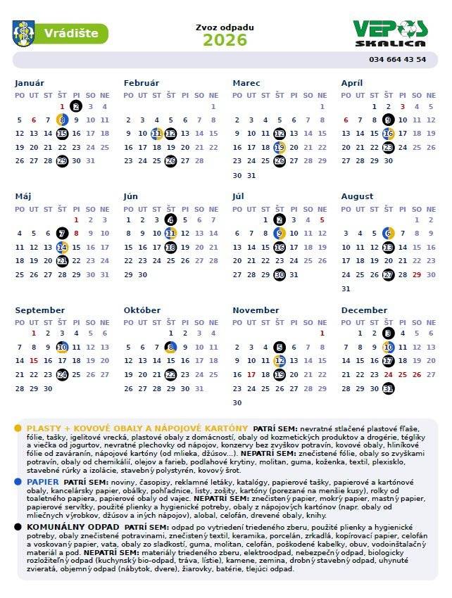 Dobrý deň,     ospravedlňujeme sa tým, ktorí dnes vyložili separovaný odpad. Na fb stránke som zabudla zmeniť nový rozpis, ktorý nám bol doručený neskôr s vývozmi odpadov, tie čo máte doma vytlačené sú správne. Jediný rozdiel medzi tým čo boli uverejnené na fb stránke a tie čo ste dostali domov je len dnešný dátum. Pôvodne mal byť 5.2 neskôr bol zmenený na 11.2. Čiže najbližší vývoz separovaného odpadu nieje dnes ale 11.2.2026.   Ešte raz sa ospravedlňujem za vzniknuté nedorozumenie a sme veľmi radi, že tak starostlivo sledujete zverejnené informácie.     Prajem Vám pekný deň:)