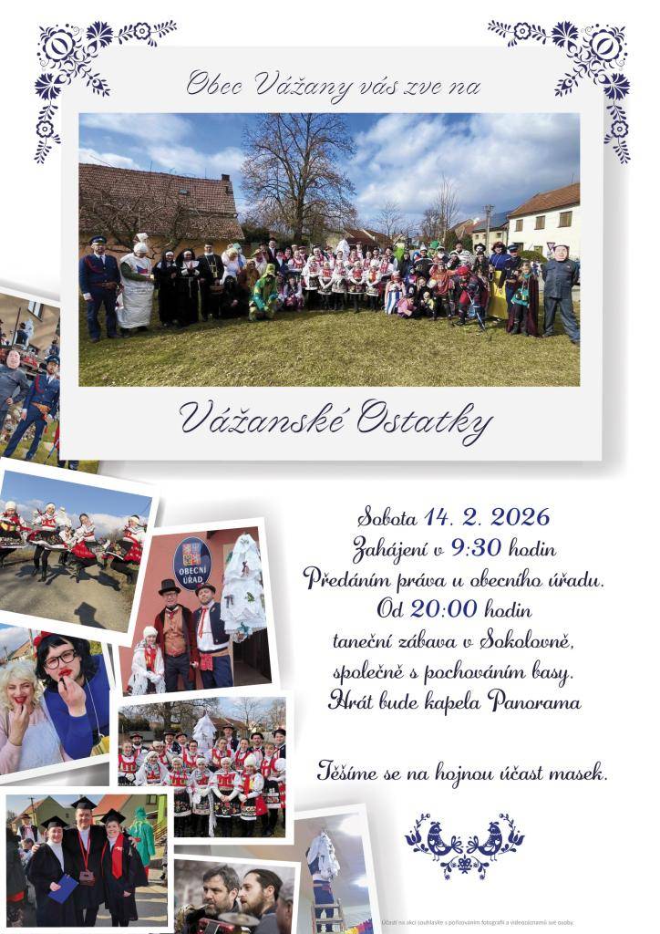 Rezervace stolů na ostatkovou zábavu 14.2.2026