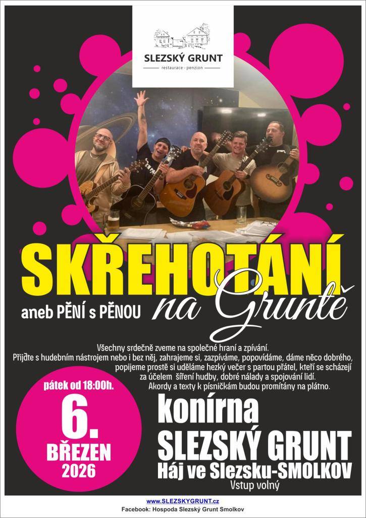 6.3.2026 od 18:00 hod. konírna Slezský grunt Háj ve Slezsku - Smolkov