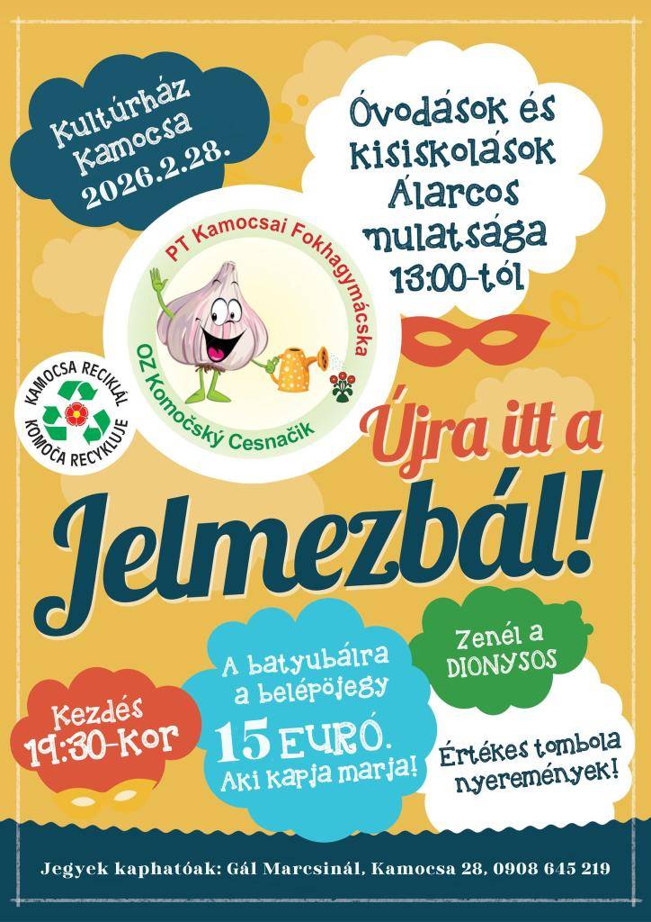 Riaditeľstvo materskej školy v spoločnej organizácii s Občianskym združením rodičov Komočský cesnačik dávajú na vedomie občanom obce, že tradične aj v tomto roku usporiadajú fašiangové slávnosti 28-ho februára 2026, v sobotu – v miestnom kultúrnom dome.