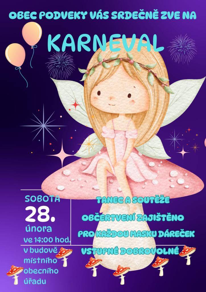 Obec Podveky pořádá dětský karneval