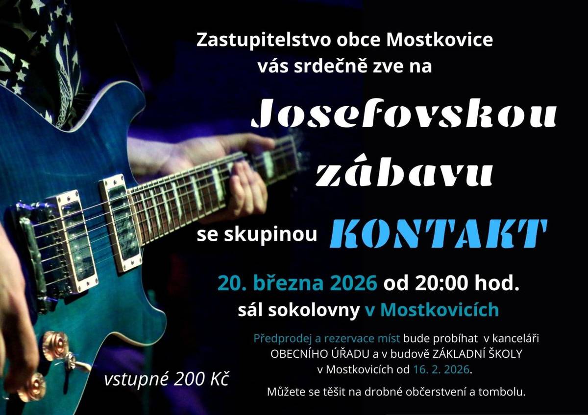 20. března 2026 od 20:00 hodin v sále sokolovny Mostkovice