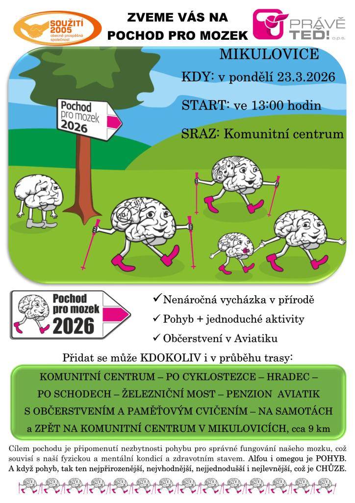 sraz: komunitní centrum - budova MŠ Mikulovice