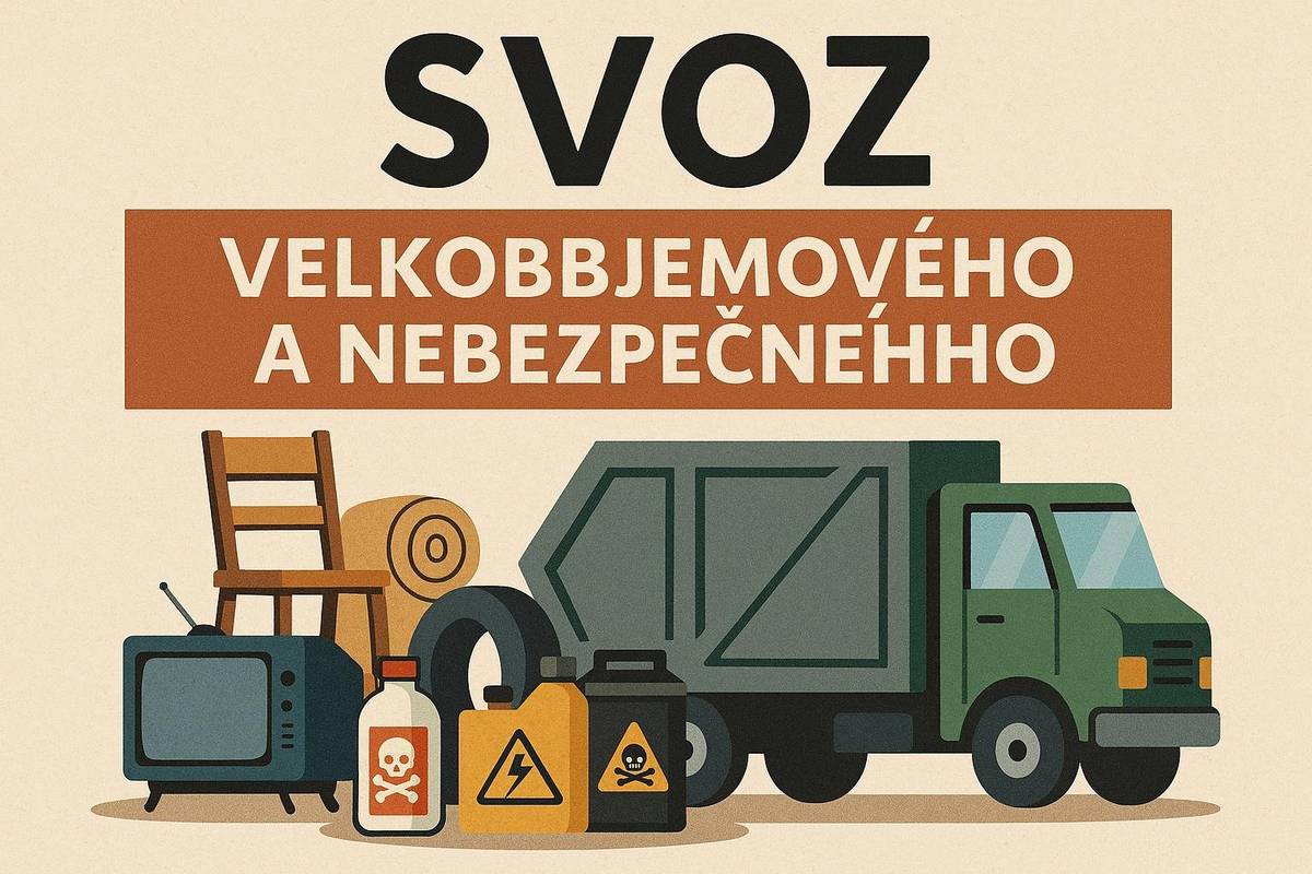 V sobotu 23. 5. 2026 od 8h do 10h se na návsi uskuteční svoz velkoobjemového a nebezpečného odpadu.