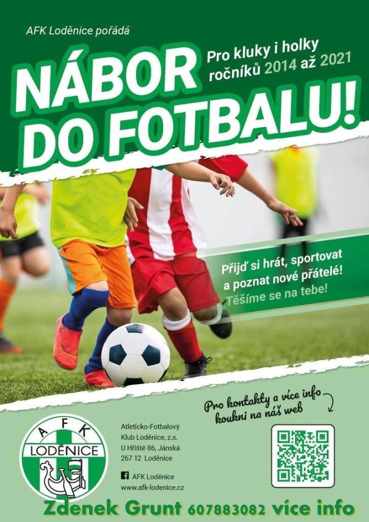 Nábor do fotbalu pro kluky i holky ročníků 2014 až 2021.
