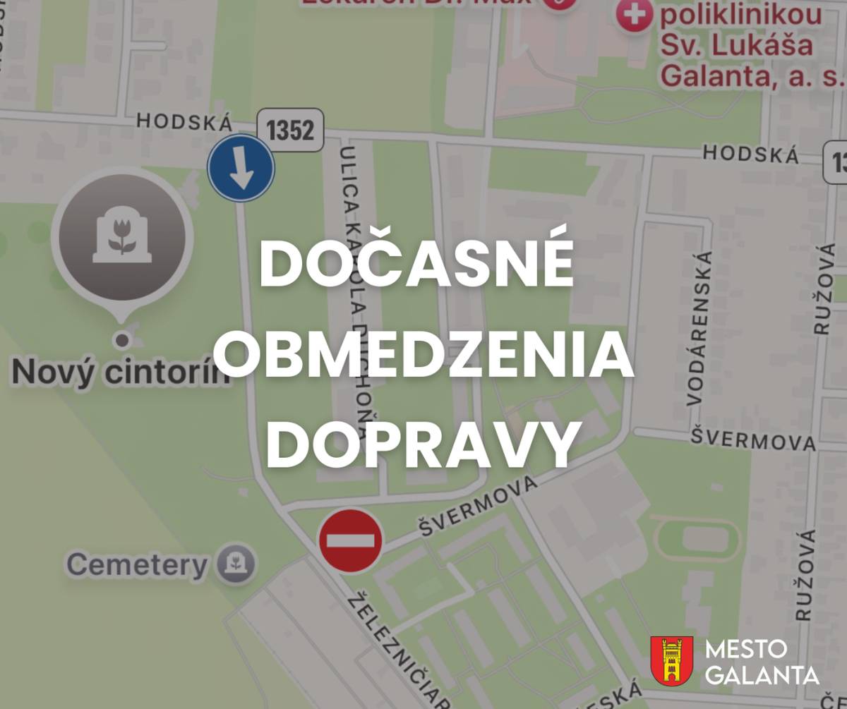 Z dôvodu pohrebu, na ktorom sa očakáva vysoká účasť verejnosti, bude 9. februára dočasne uzavretá prepojovacia komunikácia Železničiarska – Hodská.