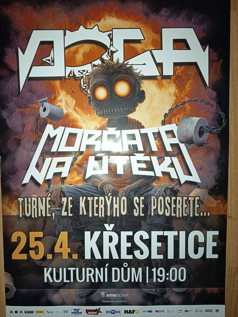 Tělovýchovná jednota Rozvoj Křesetice Vás zve na koncert dne 25.4.2026 od 20:00 hod. do sokolovny. Hraje Doga+Morčata na útěku. Kontakt Rajdl Pavel, tel 776 272 339  Předprodej na smsticket.cz