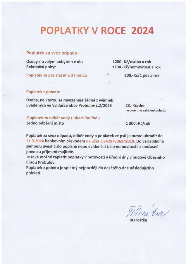 Poplatky v roce 2024